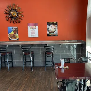 tables and chairs in a restaurant