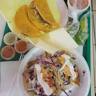 Fish tacos and Birria tacos