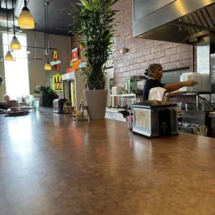 the counter and the kitchen