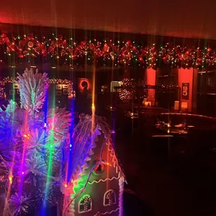 a christmas display in a restaurant