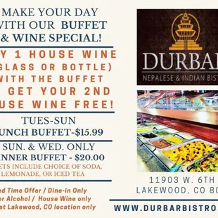 Now serving Dinner Buffet every Sunday and Wednesday.