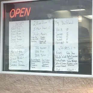 Current menu - but call or stop by for specials - like ribs.