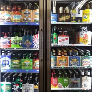 a refrigerator full of drinks