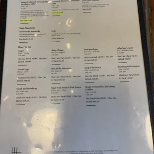 menu