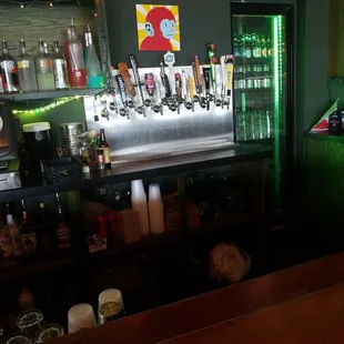 a bar with a television in the background