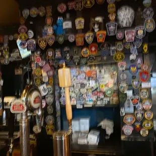 a bar with beer taps