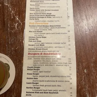 Food menu