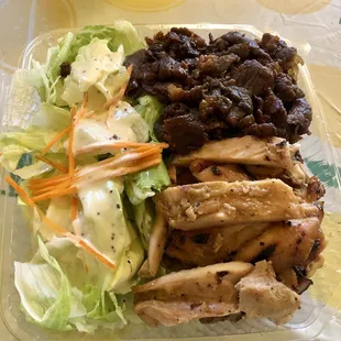 Chicken and beef teriyaki