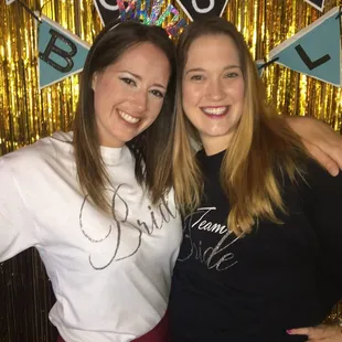 Bowling alley with a makeshift photo booth?  Yes, please!