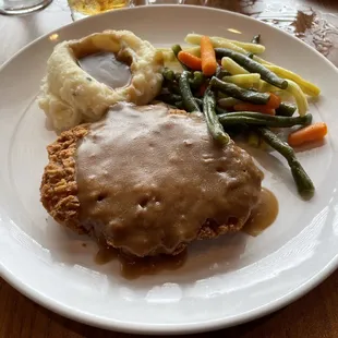 Early Bird Chicken Fried Steak, Mashed Potatoes and Mixed Vegetables