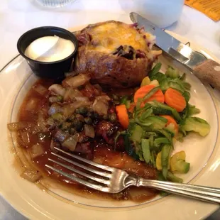 Steak Diane with loaded potato
