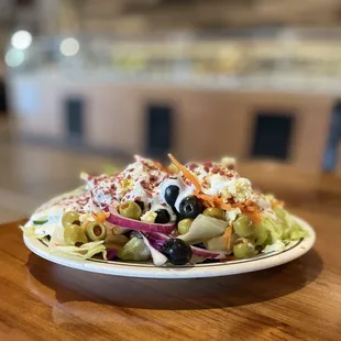 Salad from the salad bar, light on the olives! :)