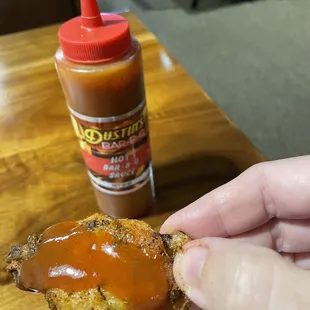 Cajun Dry Rub wing with hot BBQ. Finger Lickin' Good!!!