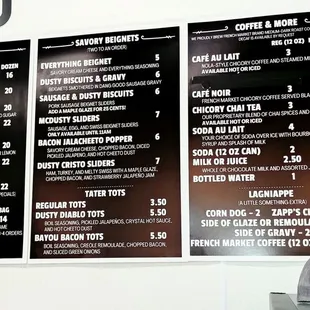 menus on a wall