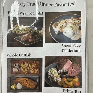 Menu from the hotel