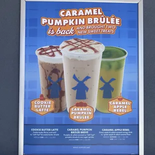 Seasonal coffees on display