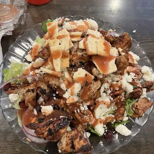 Cranberry pecan salad with grilled chicken