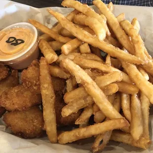 Fried shrimp and fries
