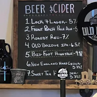 a menu on a blackboard