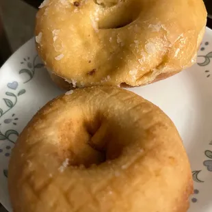Glazed Donut And a plain cake donut