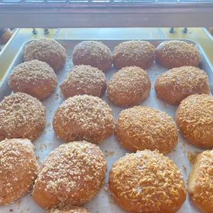 Apple crumb filled and coconut custard filled