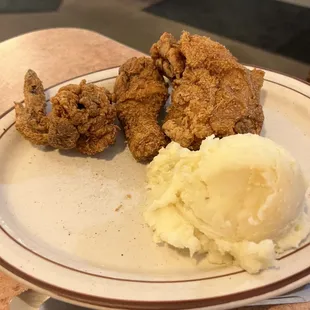 Fried Chicken with Real Mashed Potatoes  He hated the mashed.  Said it tasted weird