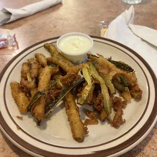 Pickle Fries  Taste of the batter was good but fairly greasy