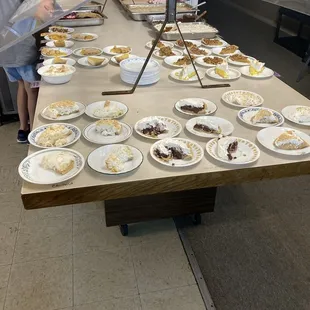 Dessert buffet...7 + pies and 5 cobblers + brownie, cake and ice cream!