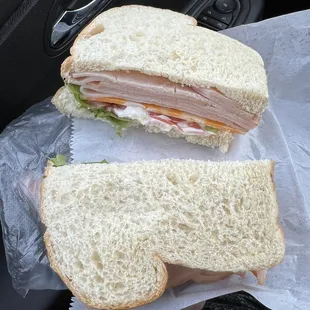 Sandwich of the day honey roasted turkey on homemade white bread