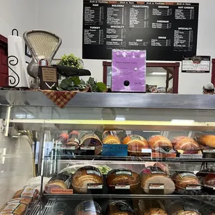 a display of breads and pastries