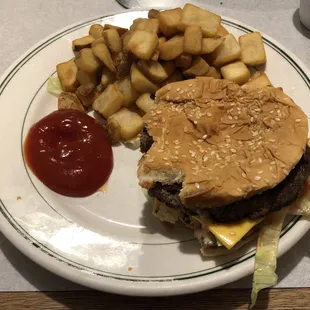 Deluxe Cheeseburger with Home French Fries. It was really good.