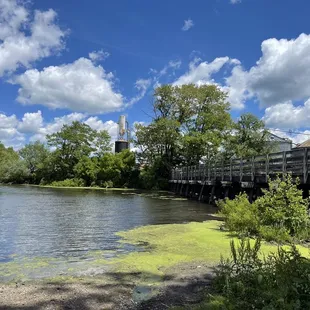 a bridge over a lake