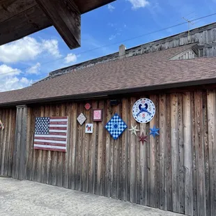 american flags on the wall