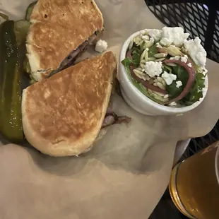 Cuban sandwich and orzo pasta salad