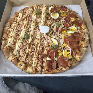 The pizza was delicious, a great reminder of home, loaded with catupiry. I ordered a medium and their medium is huge, absolutely love it.