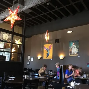 Inside main dining room, looking toward entrance.