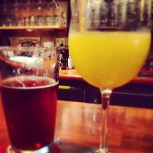 An IPA and a mimosa