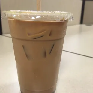 Iced latte with hazelnut syrup