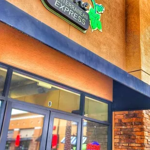 the entrance to the restaurant