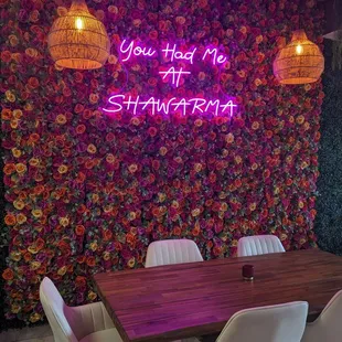 You had me at Shawarma. Also, I loved the flower backdrop!