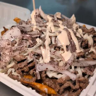 Loaded fries with beef
