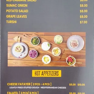 Appetizers - menu as of 3/29/2024