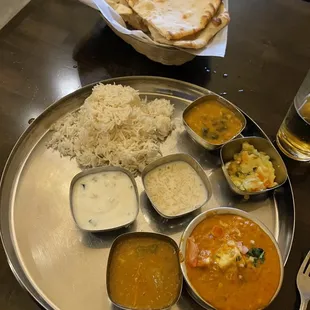 Thali with paneer masala