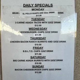 Food Truck Daily Specials as of 6/23, page 2.