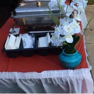 a buffet set up