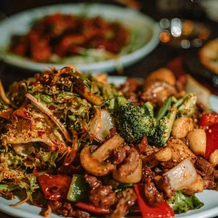 a plate of chinese food