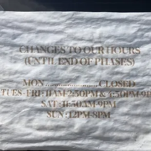 Changes to store hours