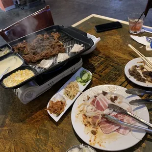 a variety of food on a table