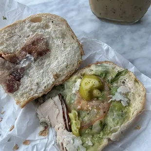 This is the filling of our sub. Almost nothing on it, too salty to even eat.