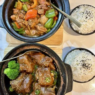 (top) yellow braised chicken (bone-in)  (bottom) yellow braised pork trotter (with request of adding mild spicy)